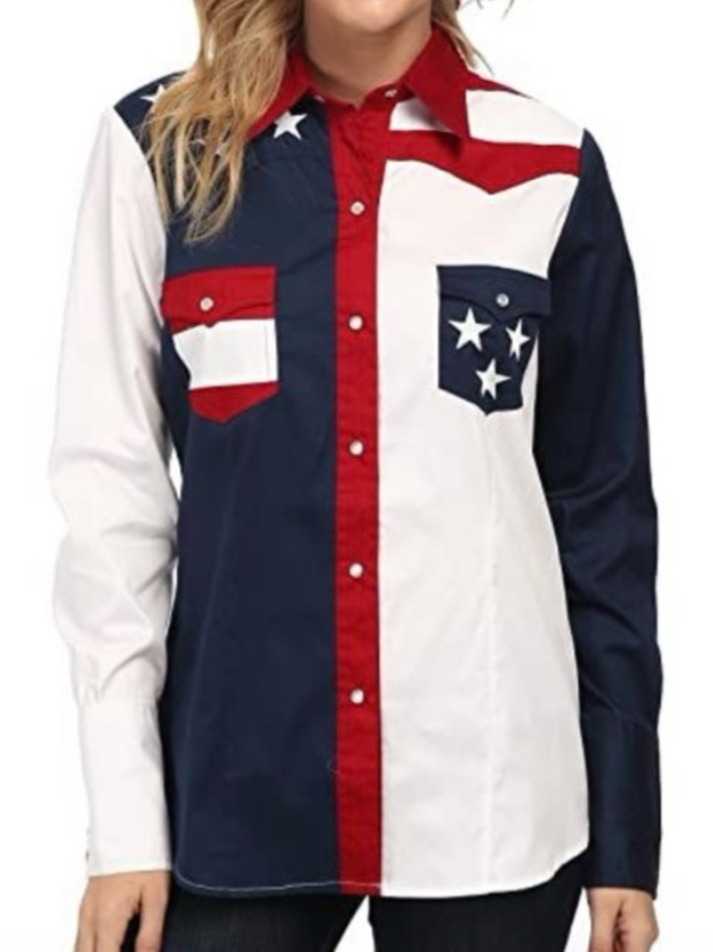 Roper Shirt with Red  White and Blue.  Logo Patriotic